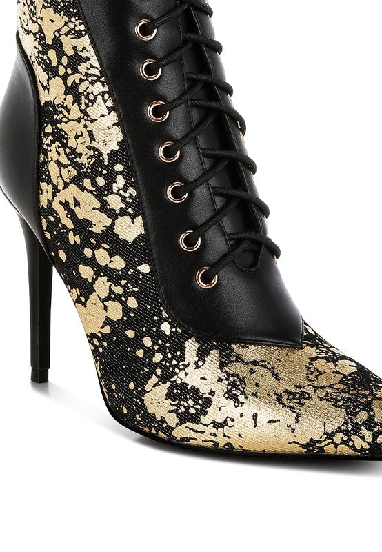 Women's Abstract Pattern Lace-Up Ankle Boots