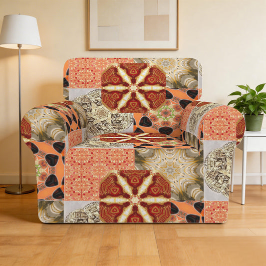 Heritage Revival Quilt Design Single Seater Sofa Chair Cover | Ships from USA
