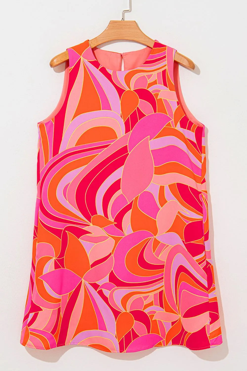 Abstract Floral Print Sleeveless Shift Mini Dress