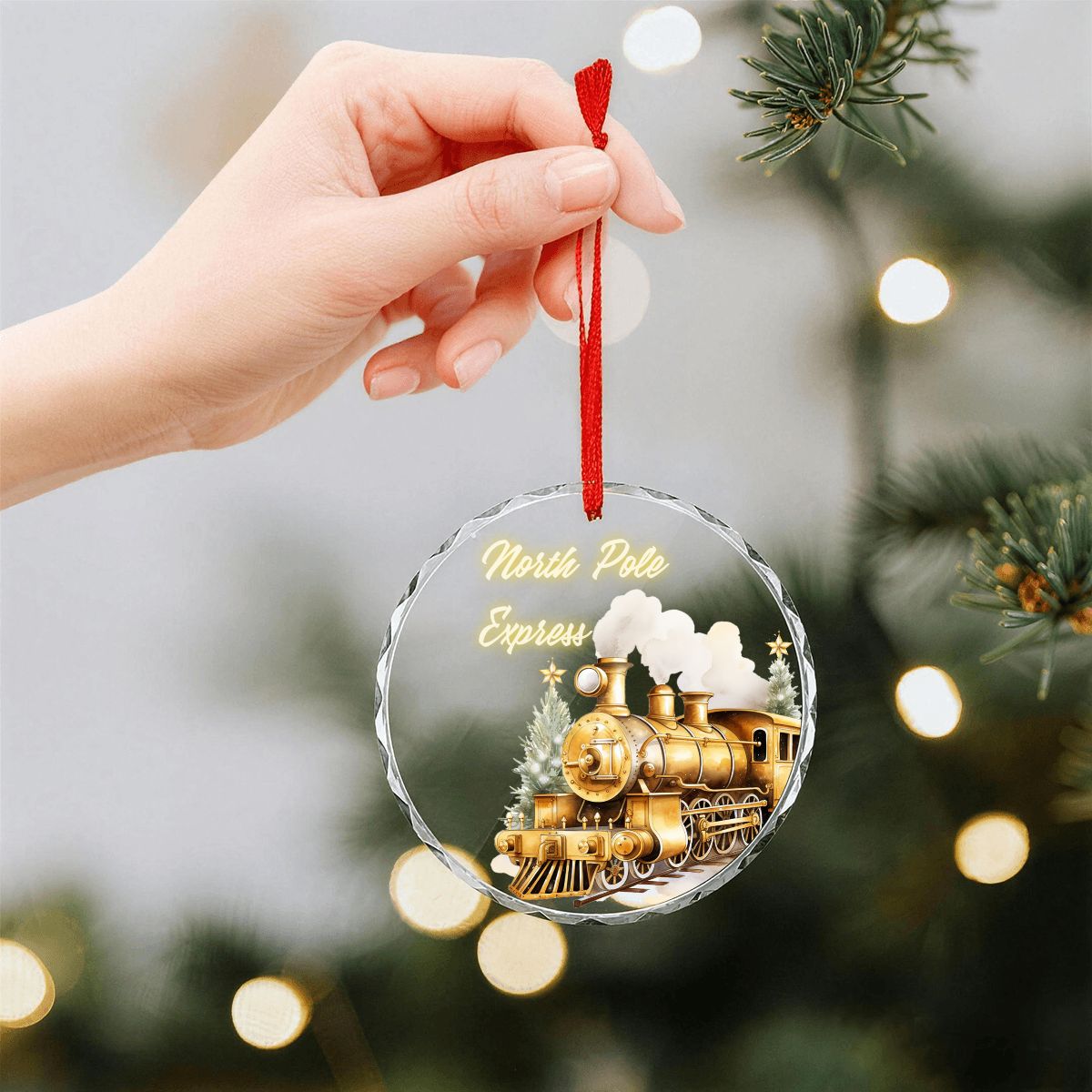 Round Glass Christmas Ornament (Made in USA) sianybdesignsGoldsteamtrainwithElegantGoldChristmassoft840e3af4f76f4301b5f1f2e759b6ccaf sianybdesignsElegantGoldChristmasstarsoftandinvitinglig625b0fca50ed