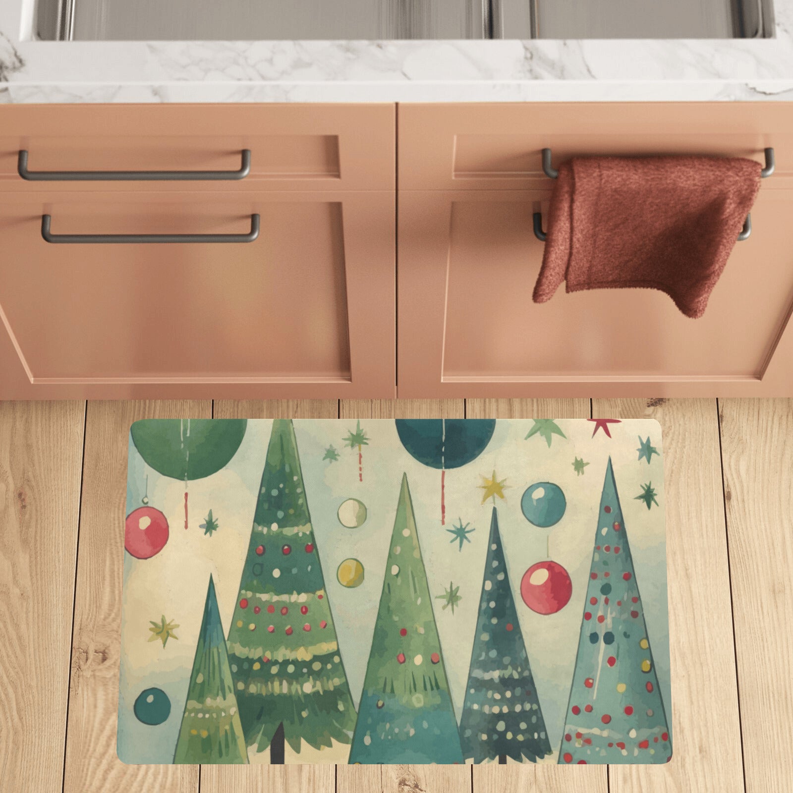 Vintage Christmas Trees Kitchen Mat 32