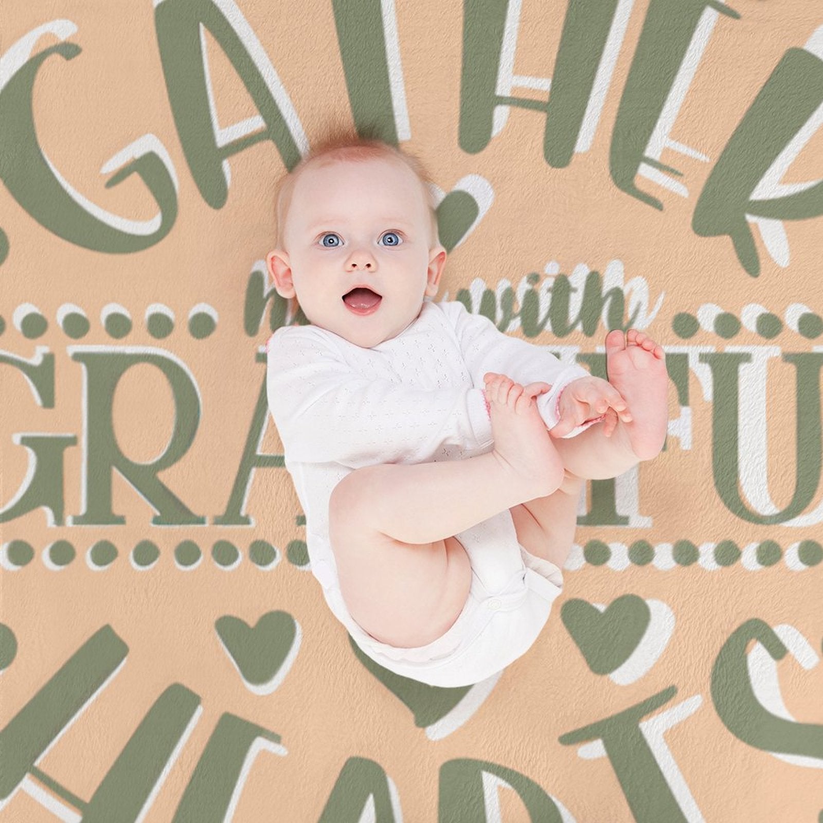 Gather Here with Grateful Hearts Orange Flannel Throw Blanket - 40