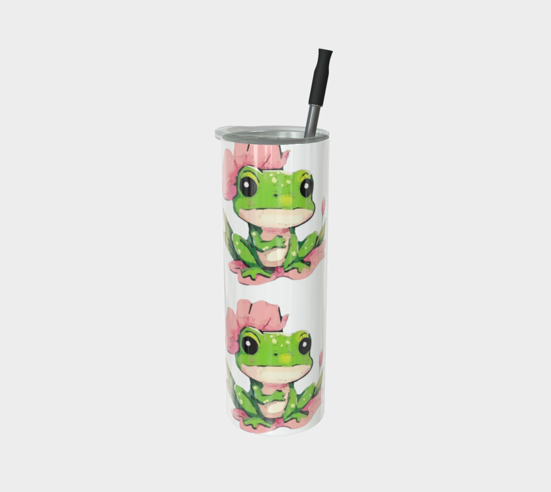 Green Frog on Pink  Lily Pad 20 oz Tumbler