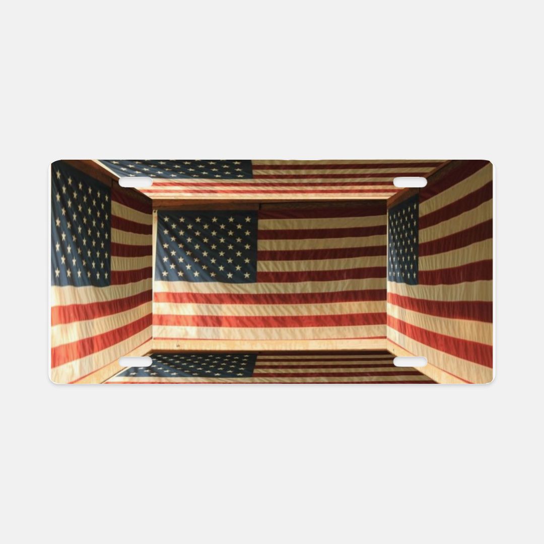American Flag 3D Illusion License Plate - Shell Design Boutique