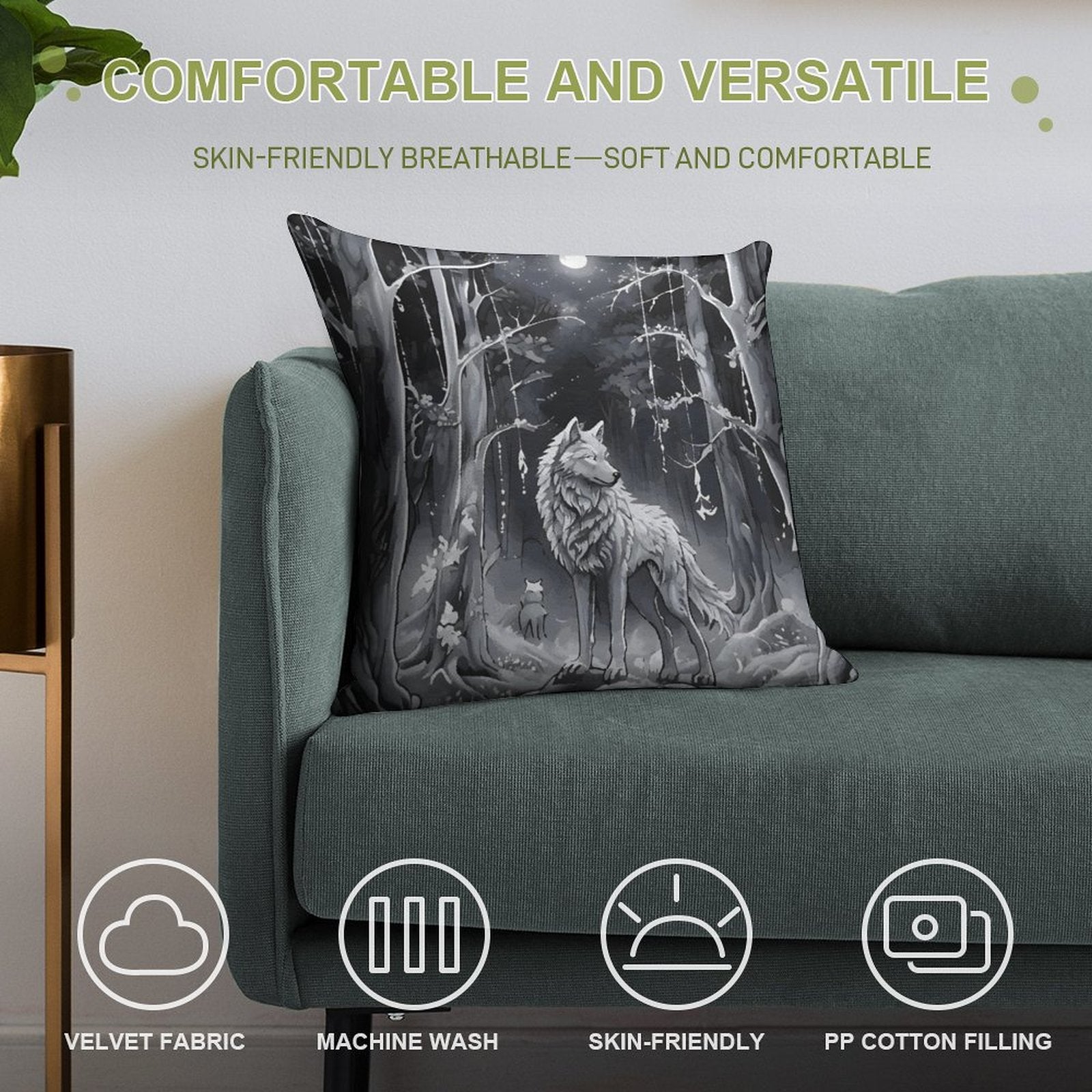 Ethereal Wolf in the Moonlight 2-Piece Ultra-Soft Pillowcase Set- 18