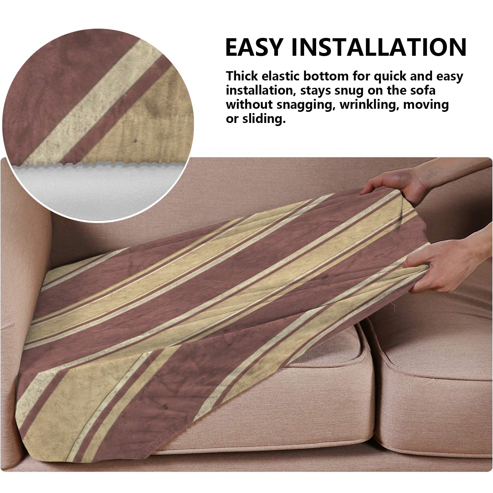 Christmas Red and Gold Stripes Sofa Cushion Slip Cover - Pack of 3