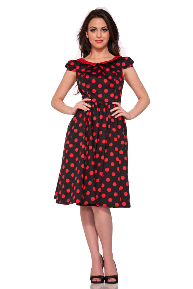 Black Red Polka Dot Swing Dress