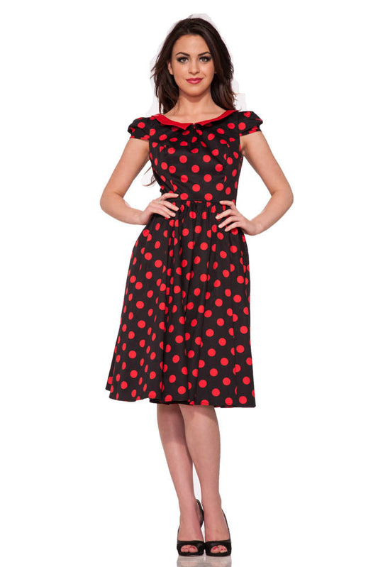 Black Red Polka Dot Swing Dress