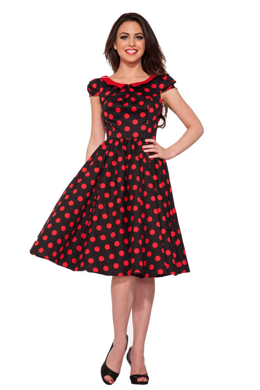 Black Red Polka Dot Swing Dress