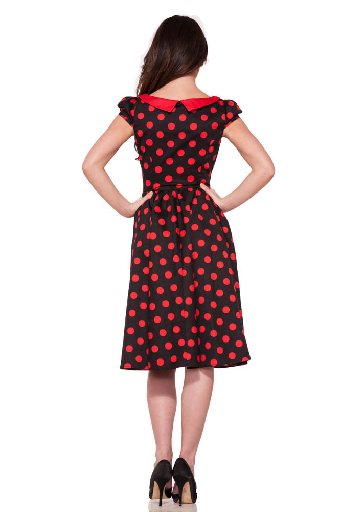 Black Red Polka Dot Swing Dress