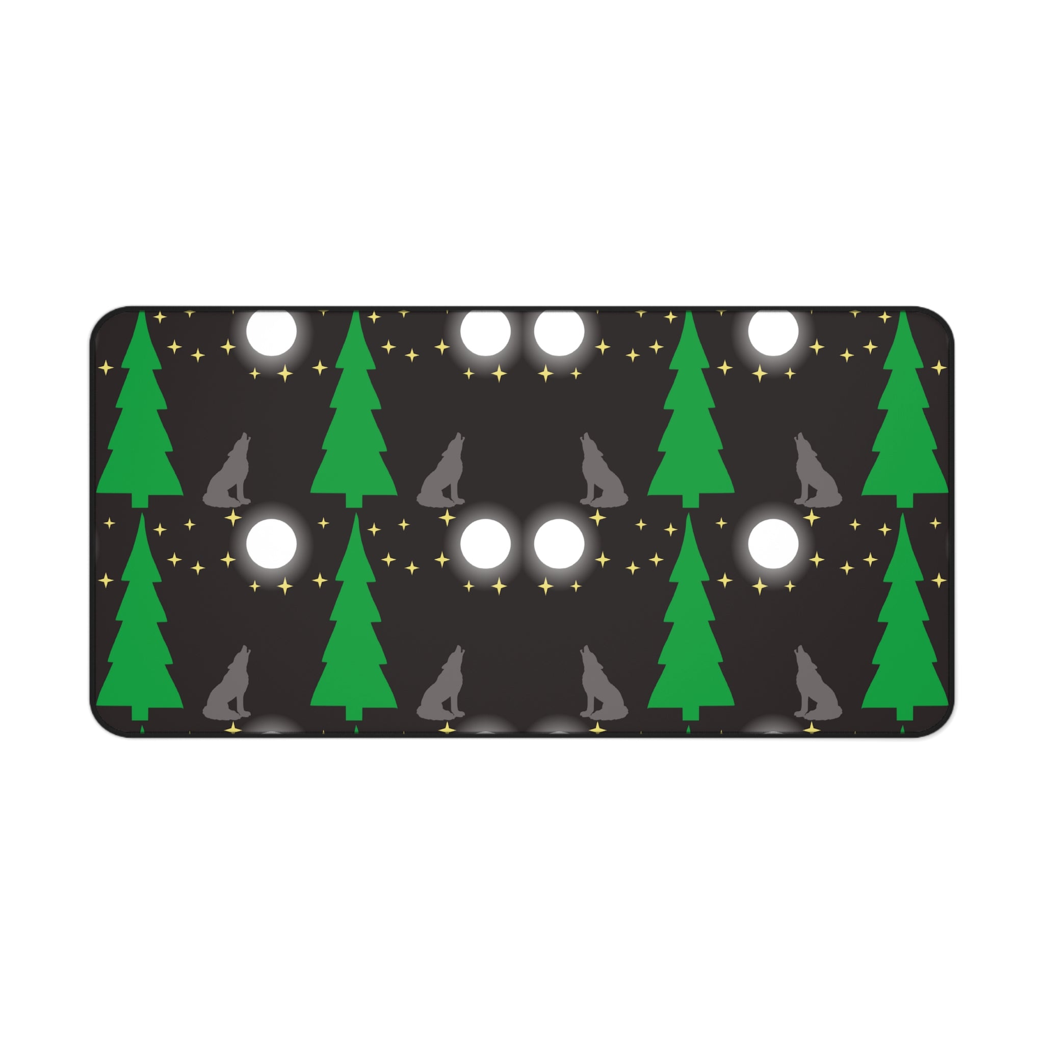 Grey Wolves Howling at the Moon Desk Mat