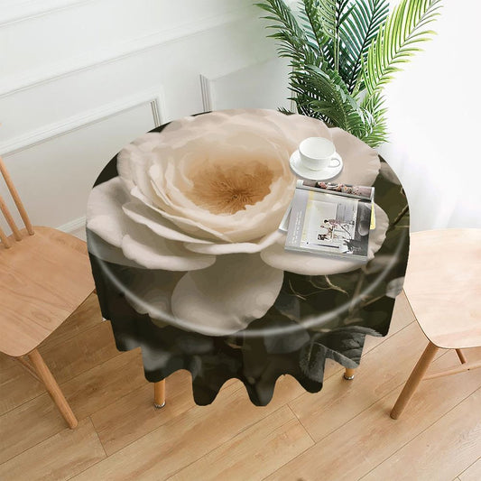 White Rose Round Polyester Tablecloth - 60" x 60"