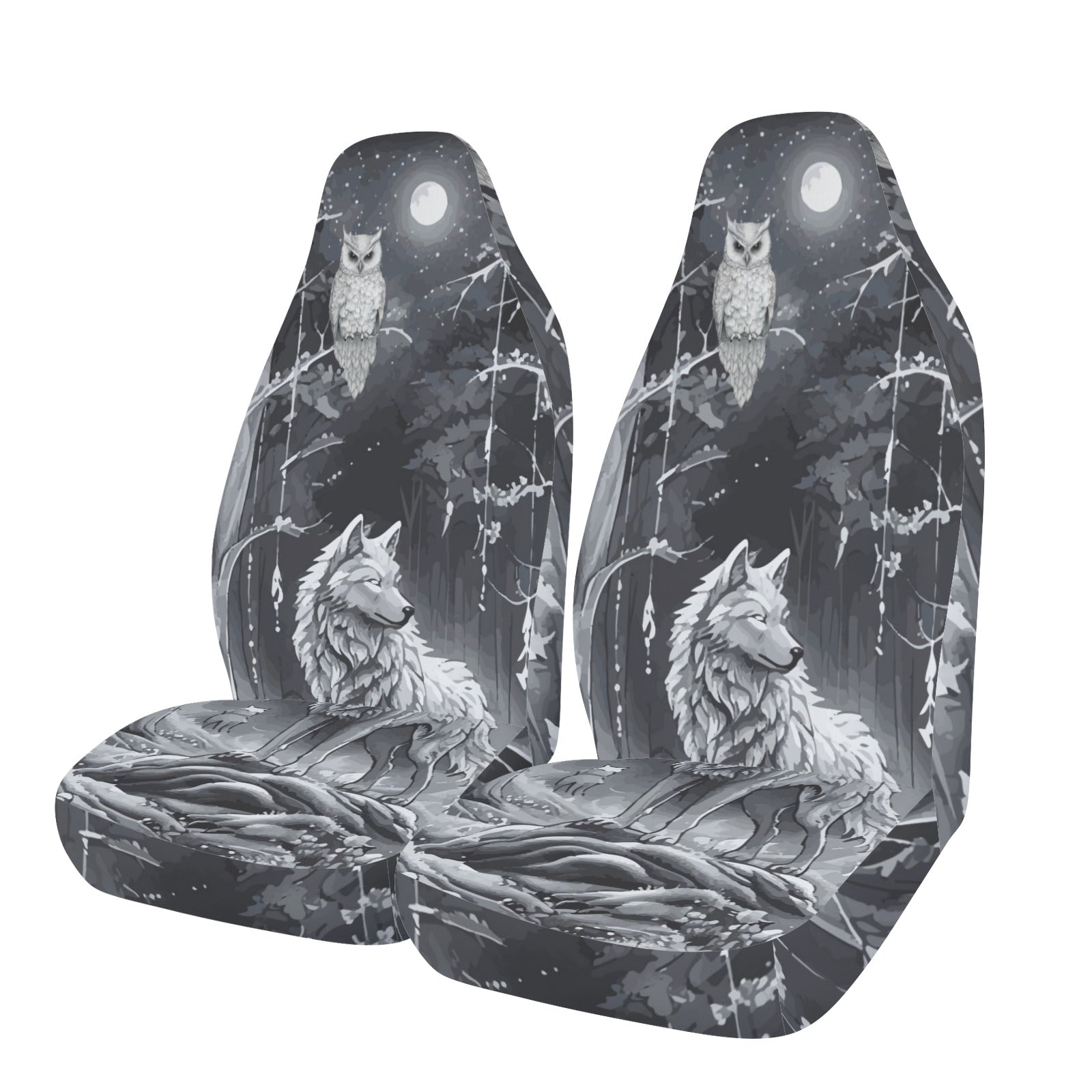 Wolf in Moonlit Forest Car Seat Covers (Set of 2) | Ships from USA