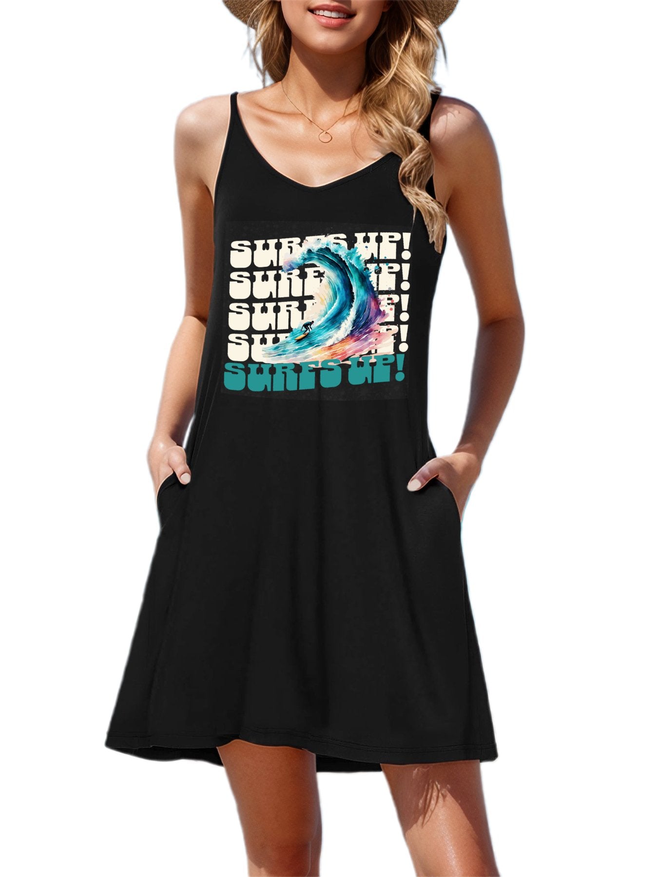Surf's Up Sleeveless Short Cami Dress (Front Printing)