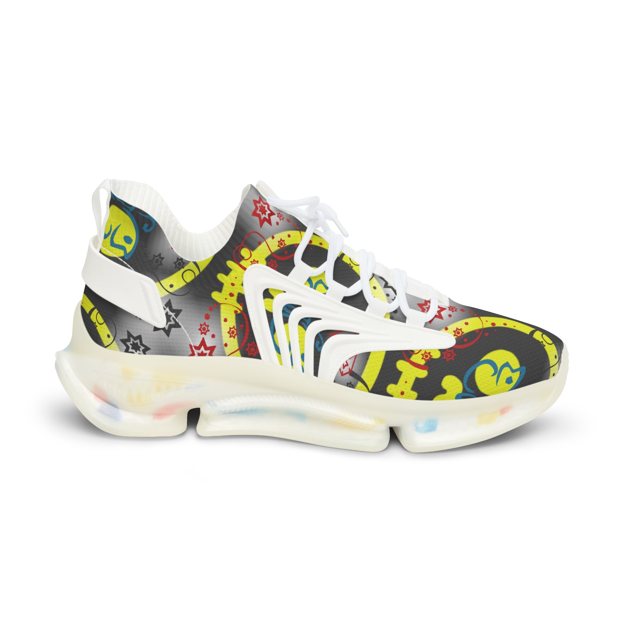 Men's Yellow Graffiti Mesh Sneakers