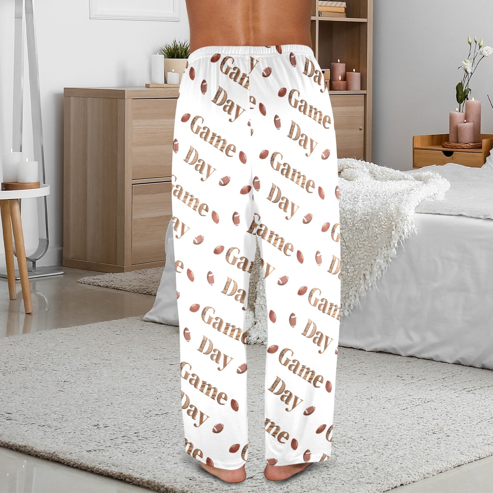 Men's Game Day Print with Footballs Pajama Pants (Made in USA)