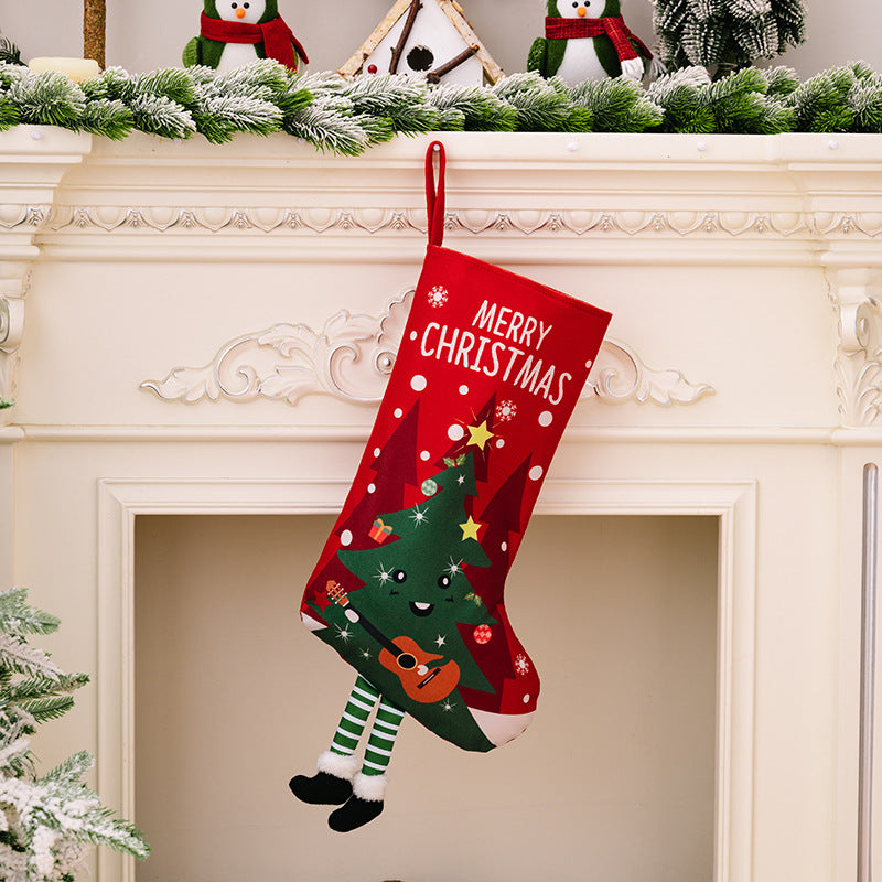 Merry Christmas Characters with Legs Hanging Stocking