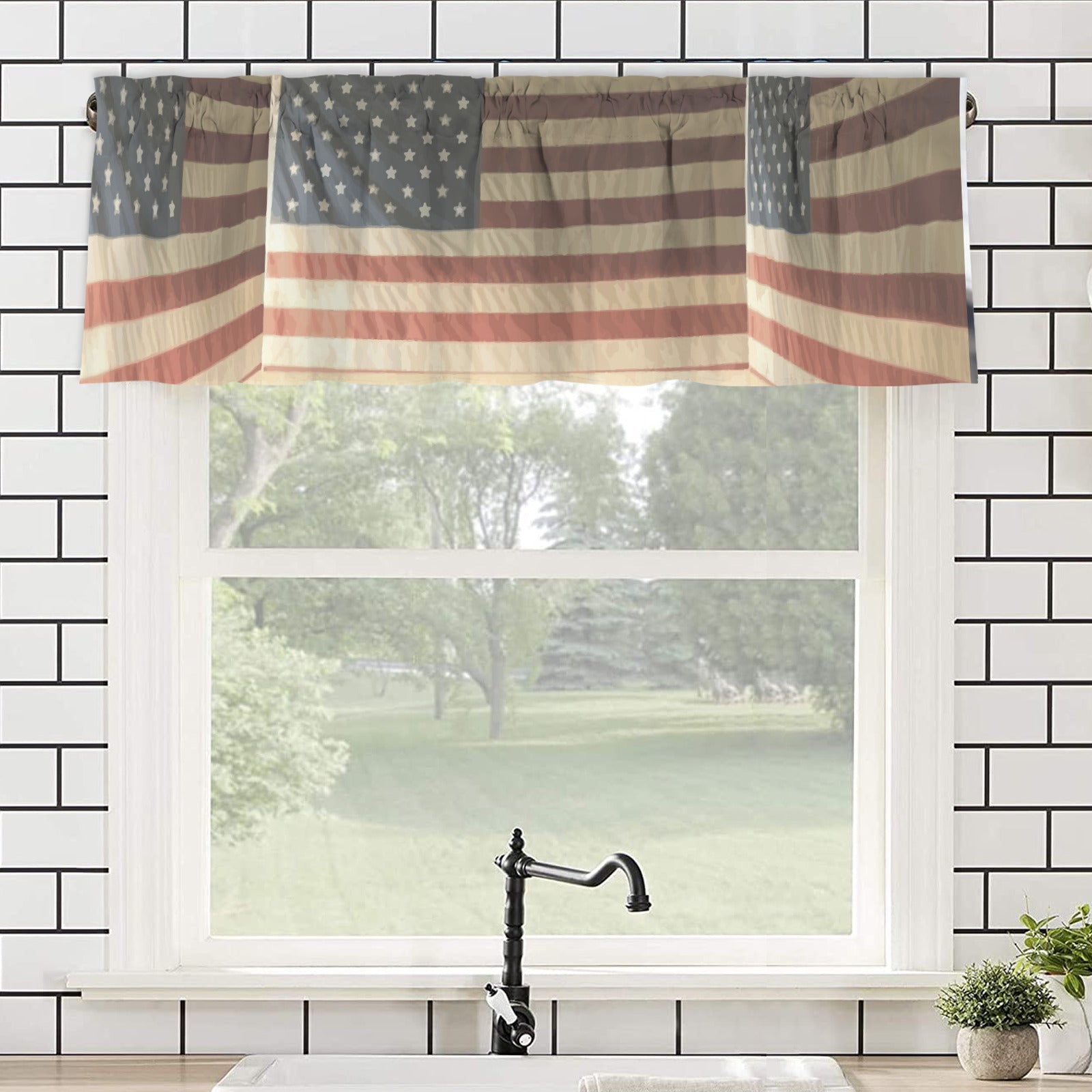 3d USA Flag Window Curtain Valance - 60
