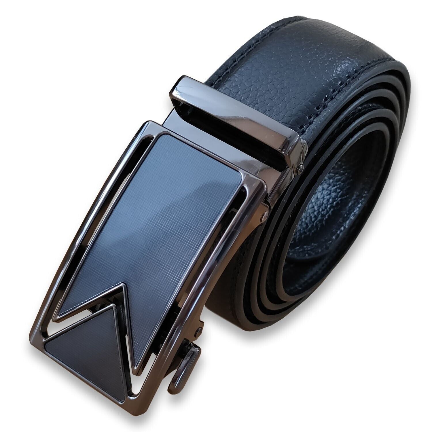 Men's Ratchet PU Leather Belt With Slide Buckle