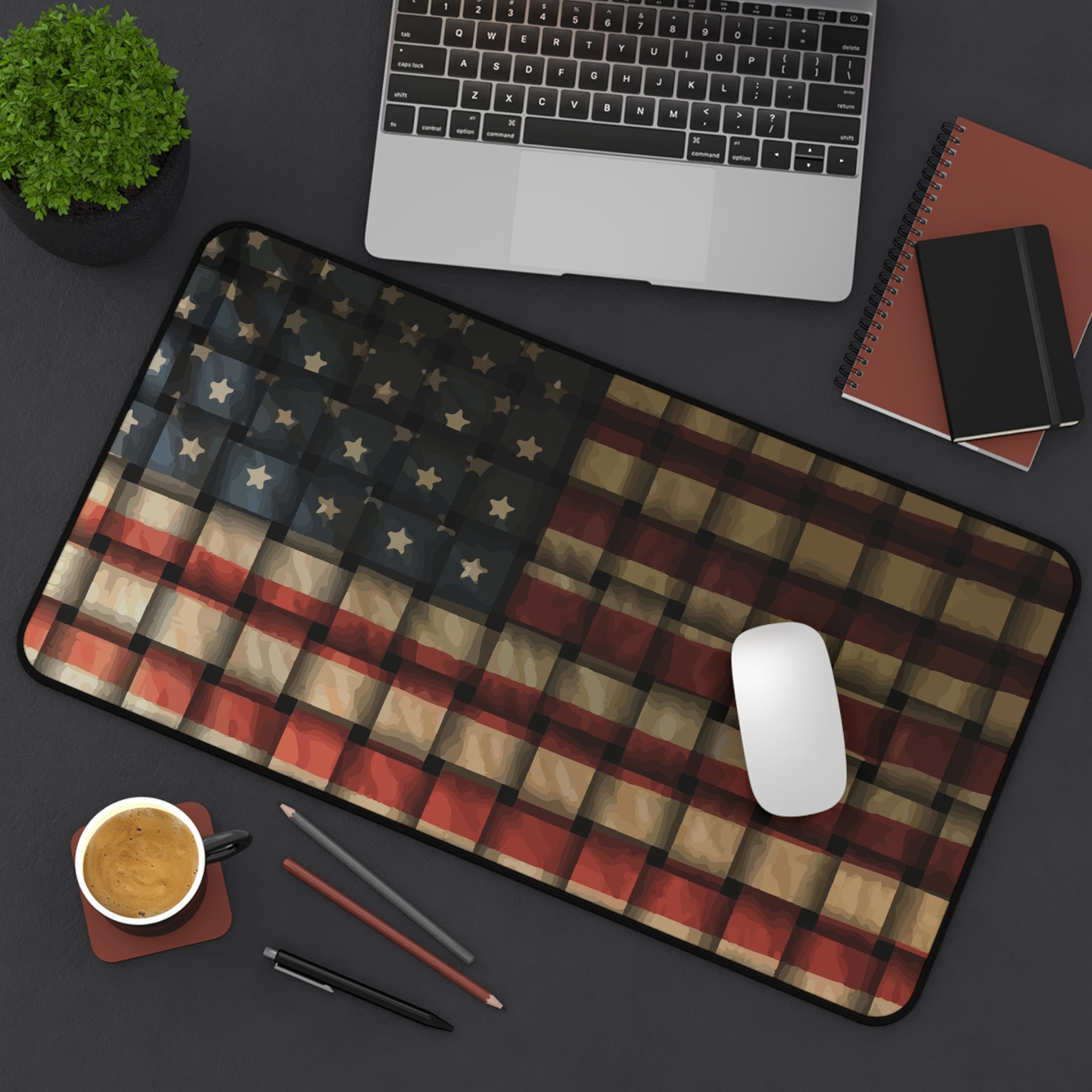 US Flag Basket Weave Pattern Desk Mat