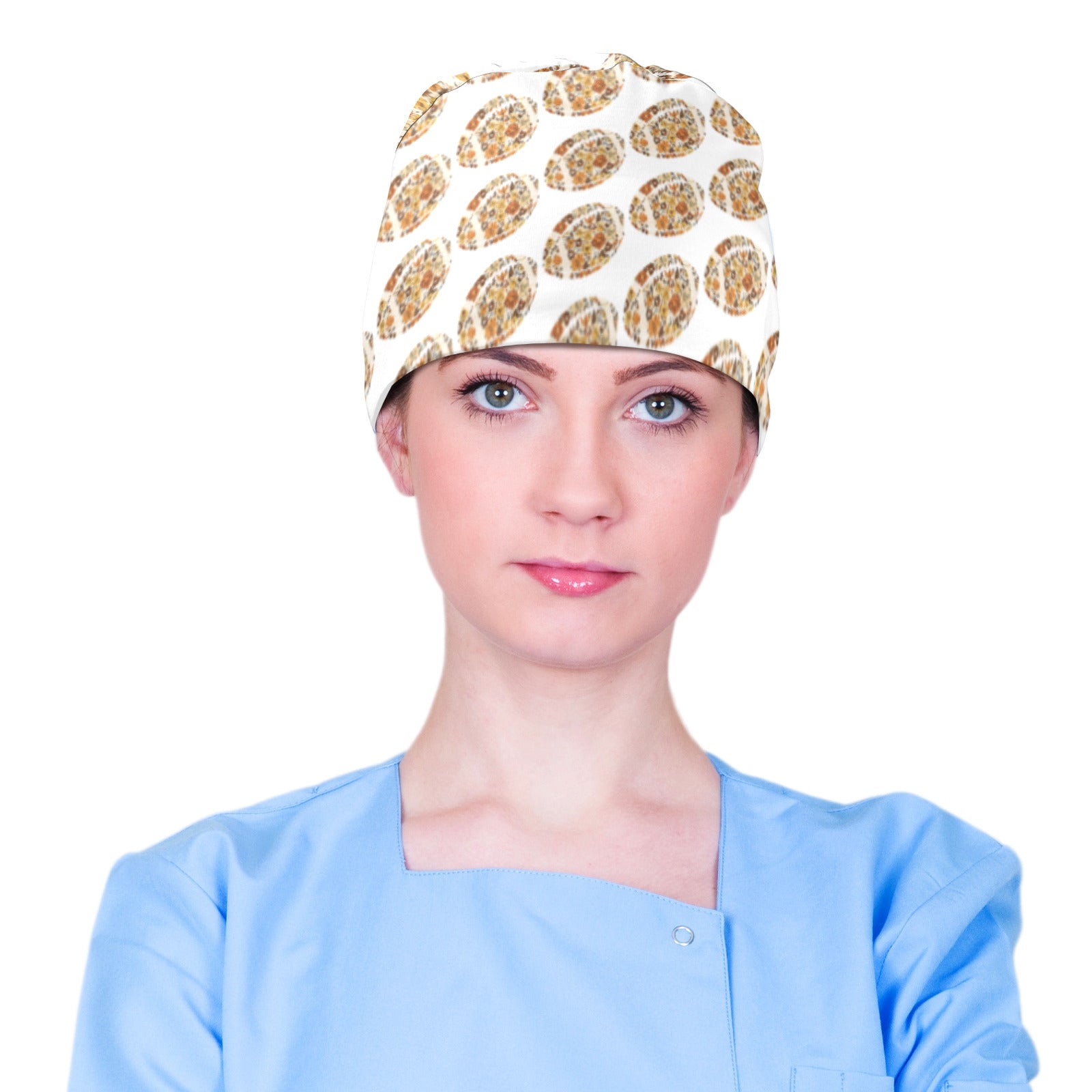 Retro Floral Football Scrub Cap