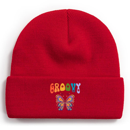 Groovy Butterfly Knit Warm Winter Hat Beanie (Made in USA)