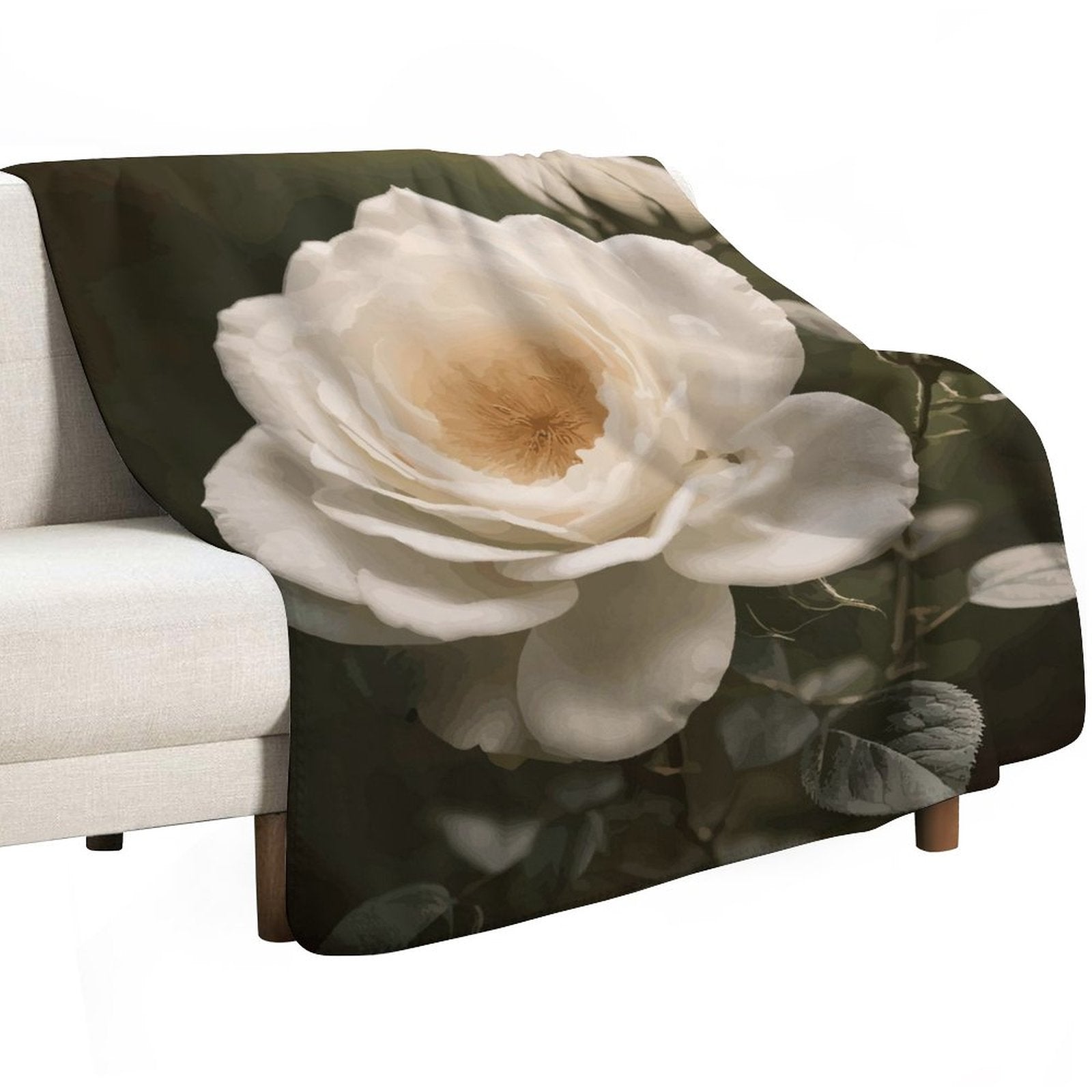 White Rose Sherpa Fleece Throw Blanket - 50