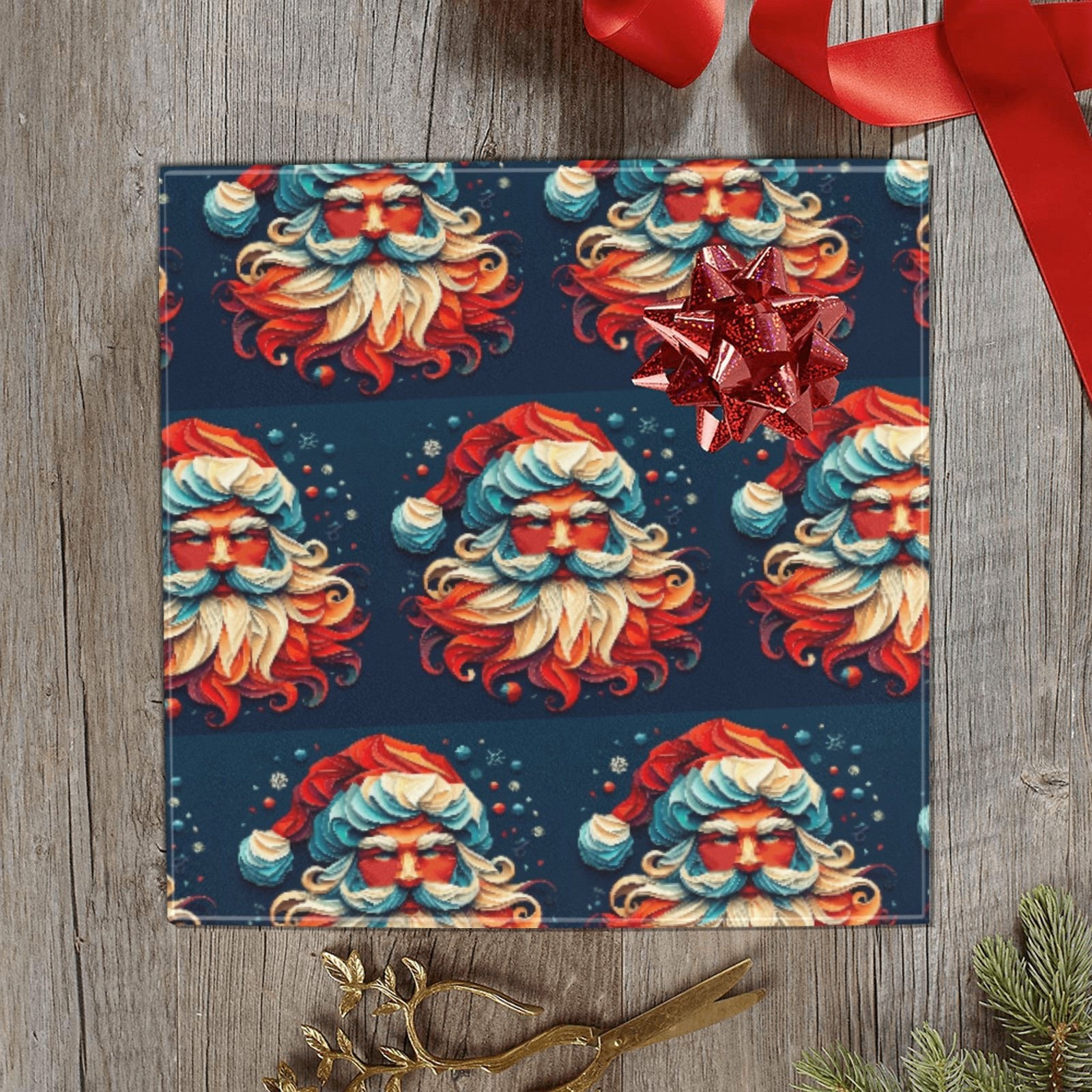 Santa Claus Christmas 2 Rolls of Coated Gift Wrapping Paper (Made in USA)