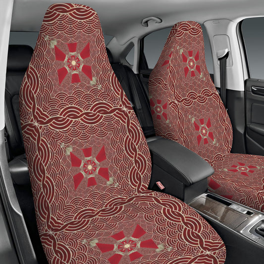 Maroon with Gold Chains Car Seat Covers (Set of 2) | Ships from USA