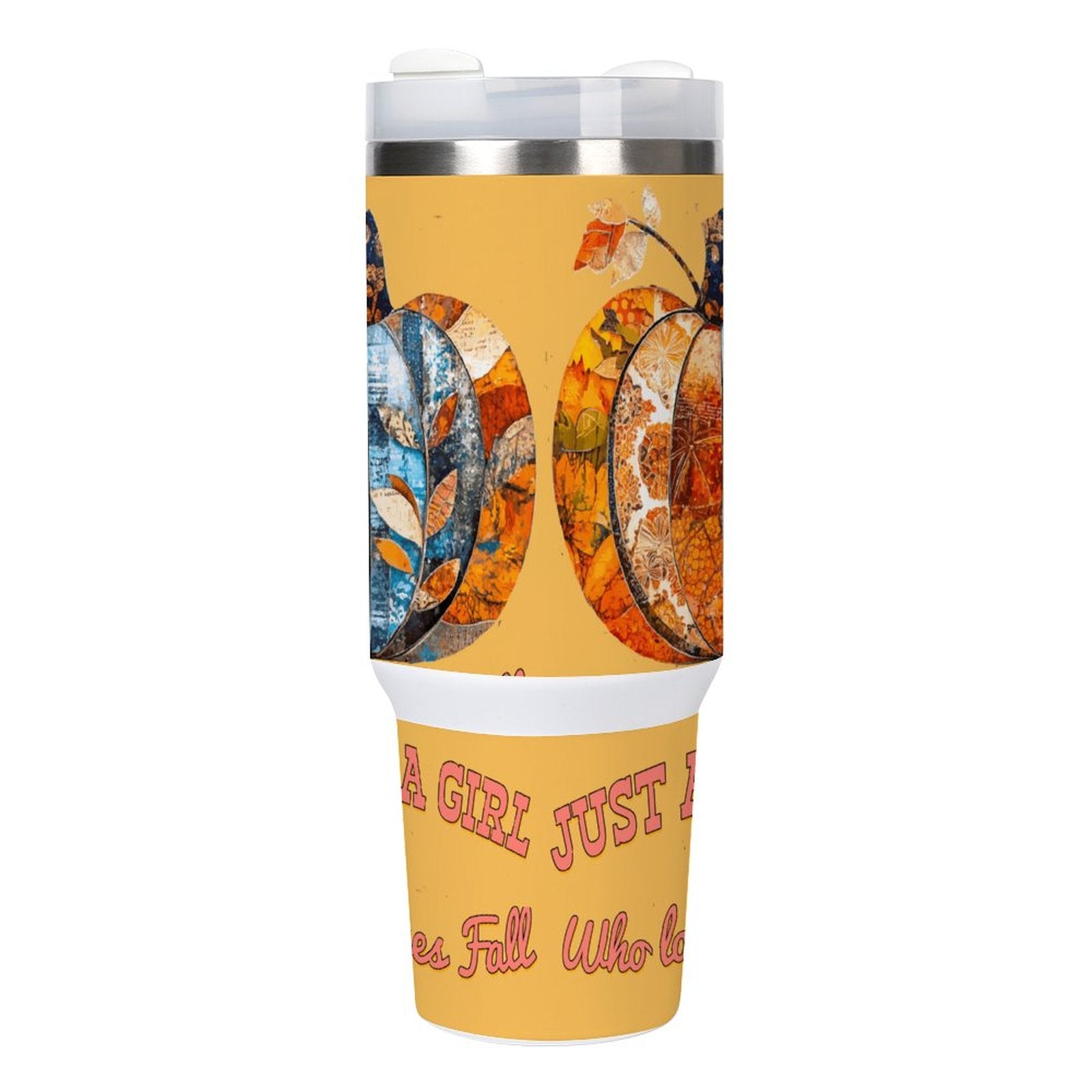 Just a Girl Who Loves Fall Pumpkins 40oz Stainless Steel Insulated Tumbler with Handle and Lid
