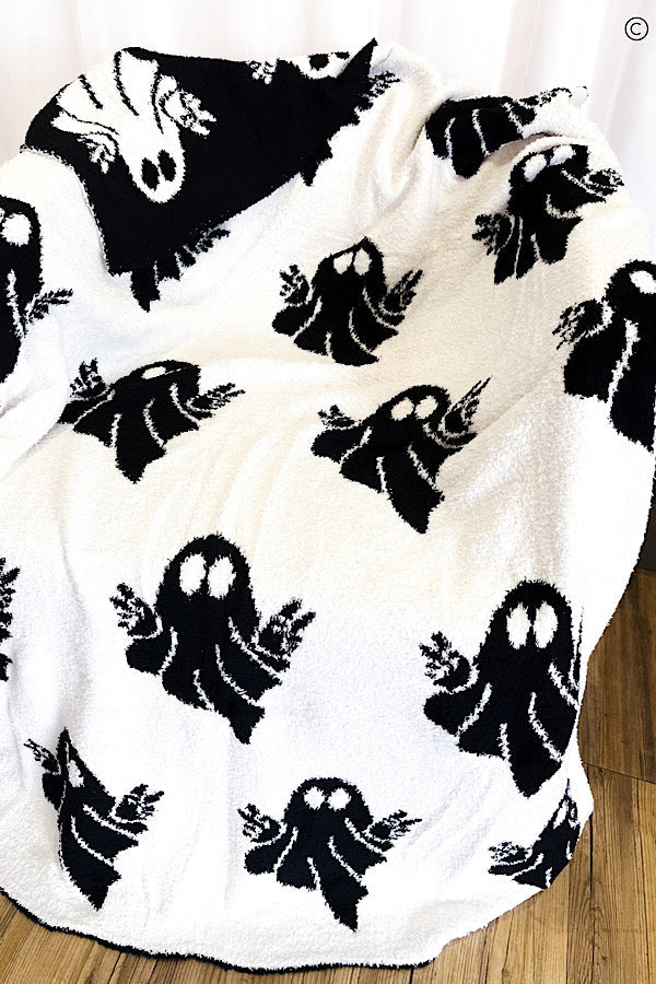 Black and White Ghost Luxury Blanket