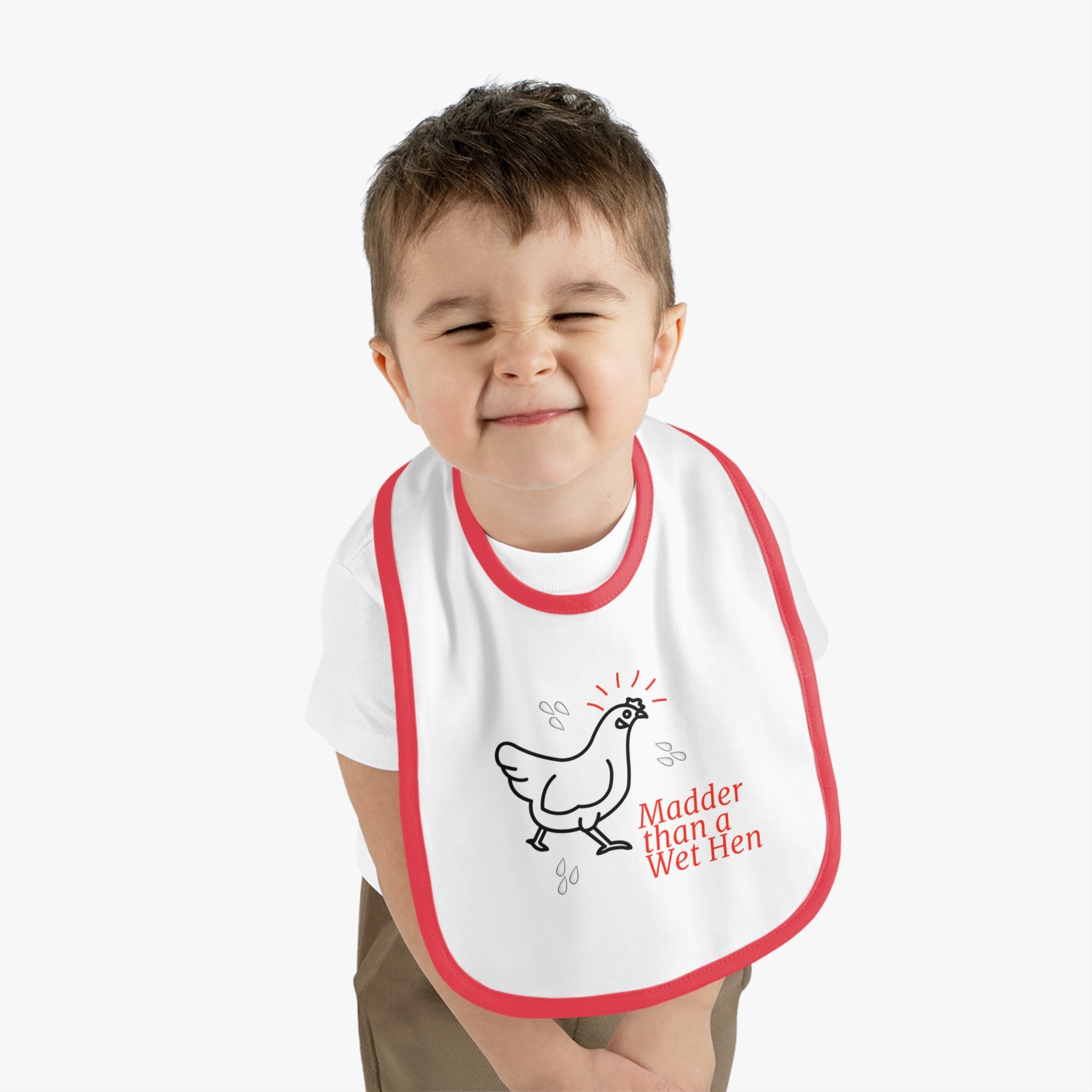 Madder Than a Wet Hen Contrast Trim Jersey Baby Bib