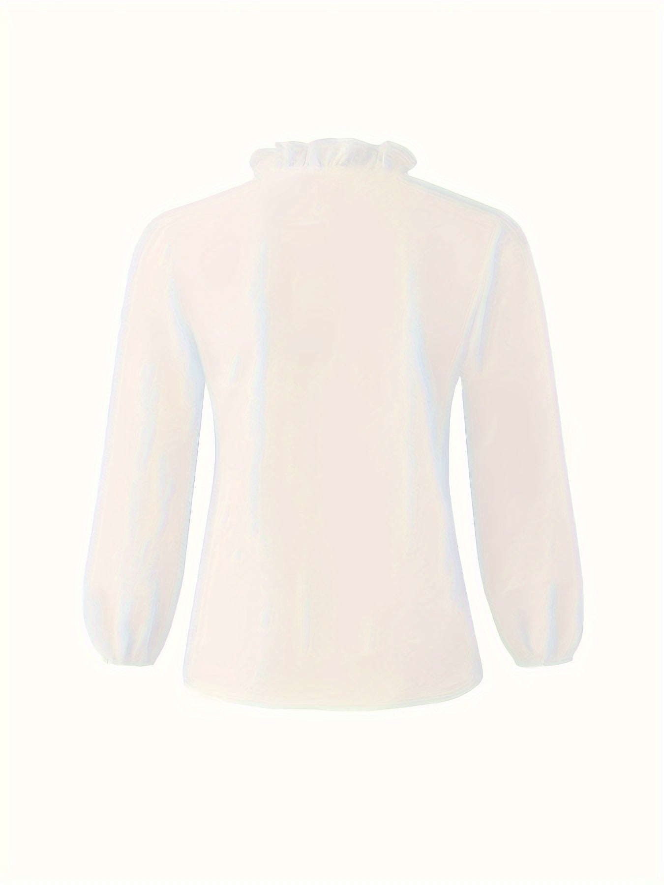 Pure Color Ruffle Hemline Shirt Casual V-neck Long Sleeve Shirt