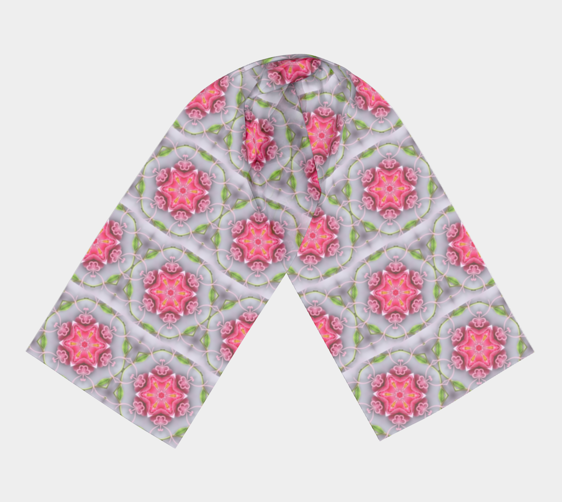 Pink and Grey Floral Design Long Scarf