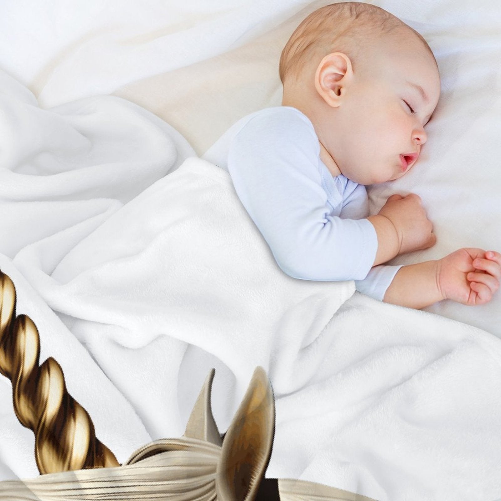 Golden Unicorn Flannel Throw Blanket for Bedroom - 30