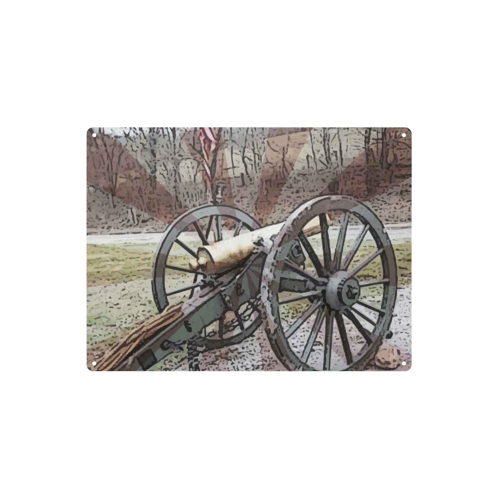 Civil War Cannon with Stripes Metal Sign - 16