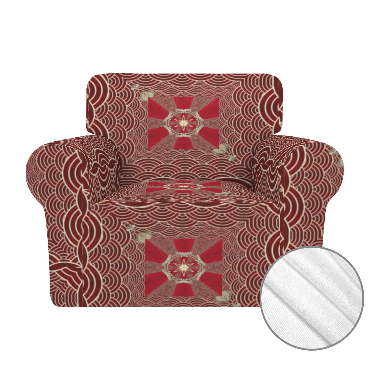 Maroon with Gold Chains Single Seater Sofa Cover | Ships from USA