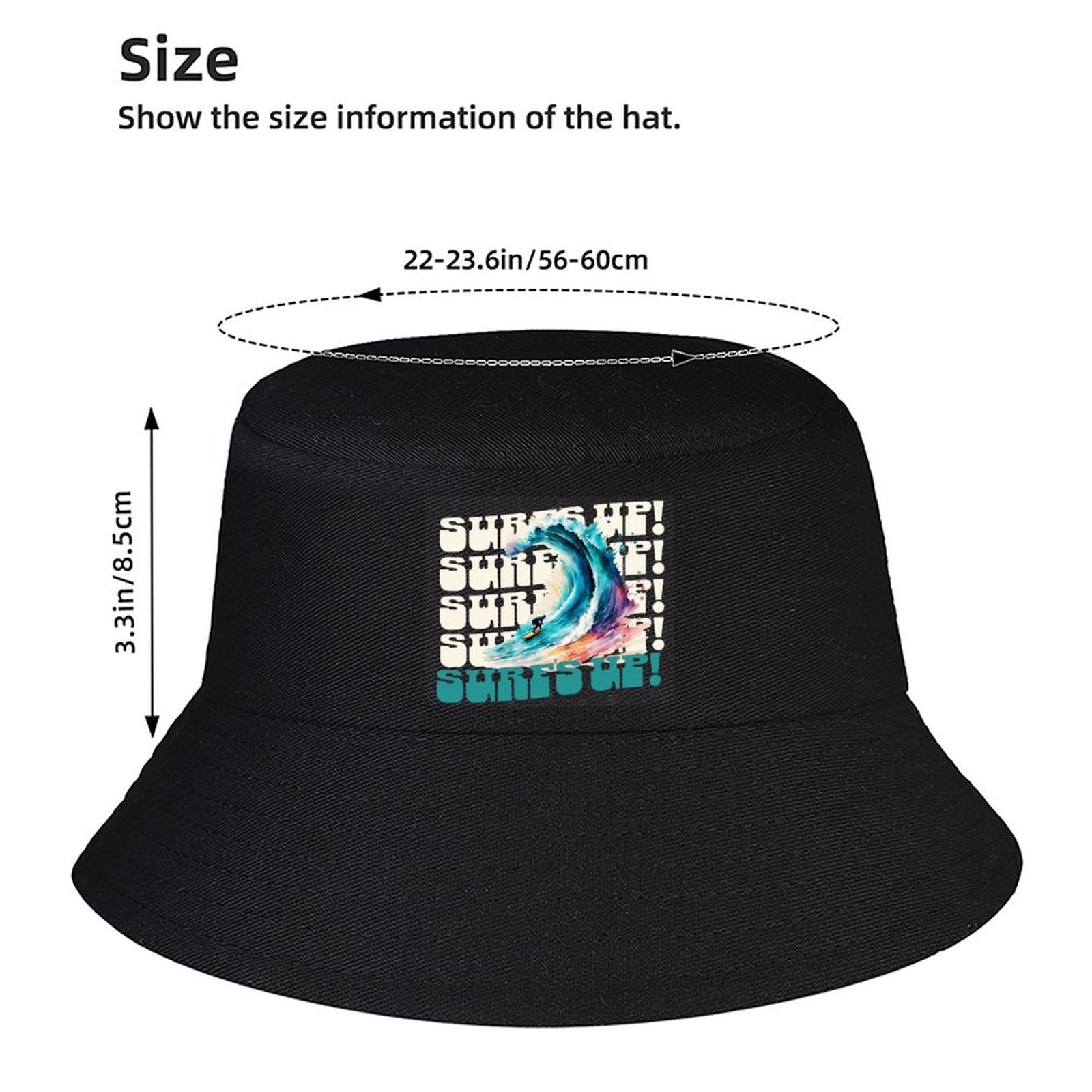 Surf's Up Bucket Hat for Women & Men (Front Printing)