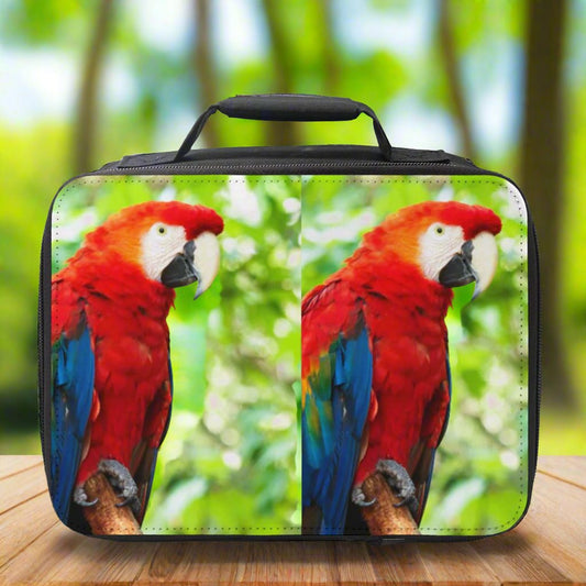 Scarlet Red Macaw Parrot Bird Small Insulated Lunch Box - Shell Design Boutique