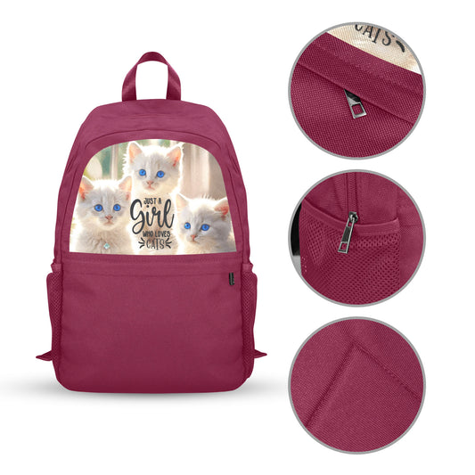Just a Girl Who Loves Cats Casual Backpack (Upper Part Printing) (Model 1753)