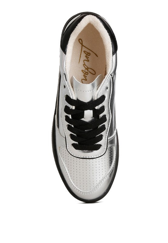 Women's Kyniska Metallic Faux Leather Lace Up Sneakers