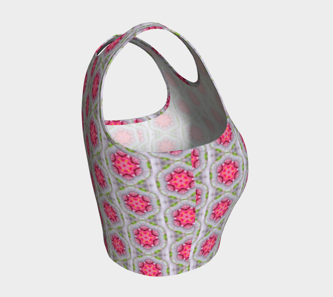 Silver and Pink Star Pattern Athletic Crop Top