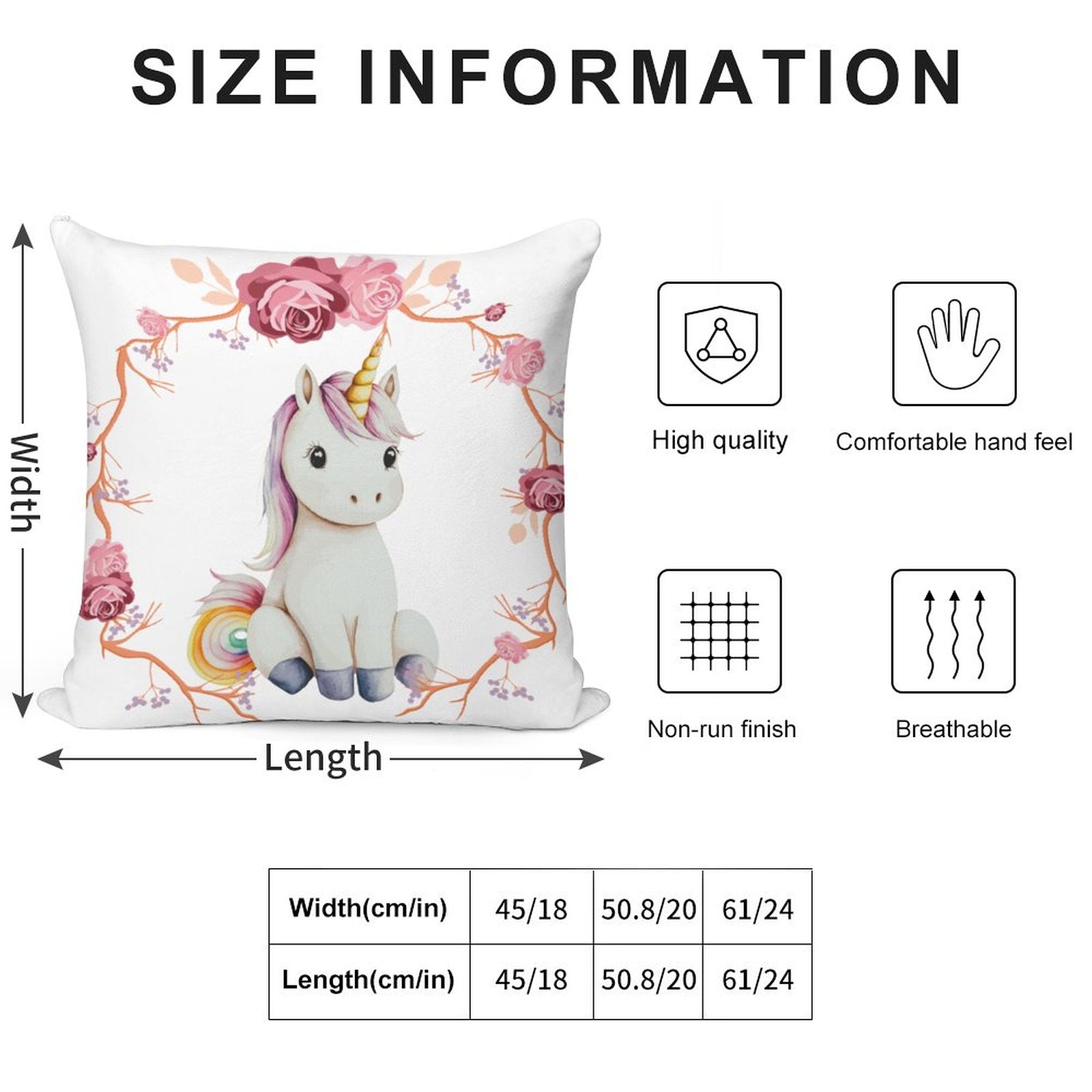 Baby Unicorn with Pink Roses 2-Piece Ultra-Soft Pillowcase Set - 18