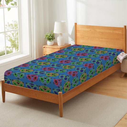 Colorful Cubes Blue Twin Size Fitted Sheet | Ships from USA