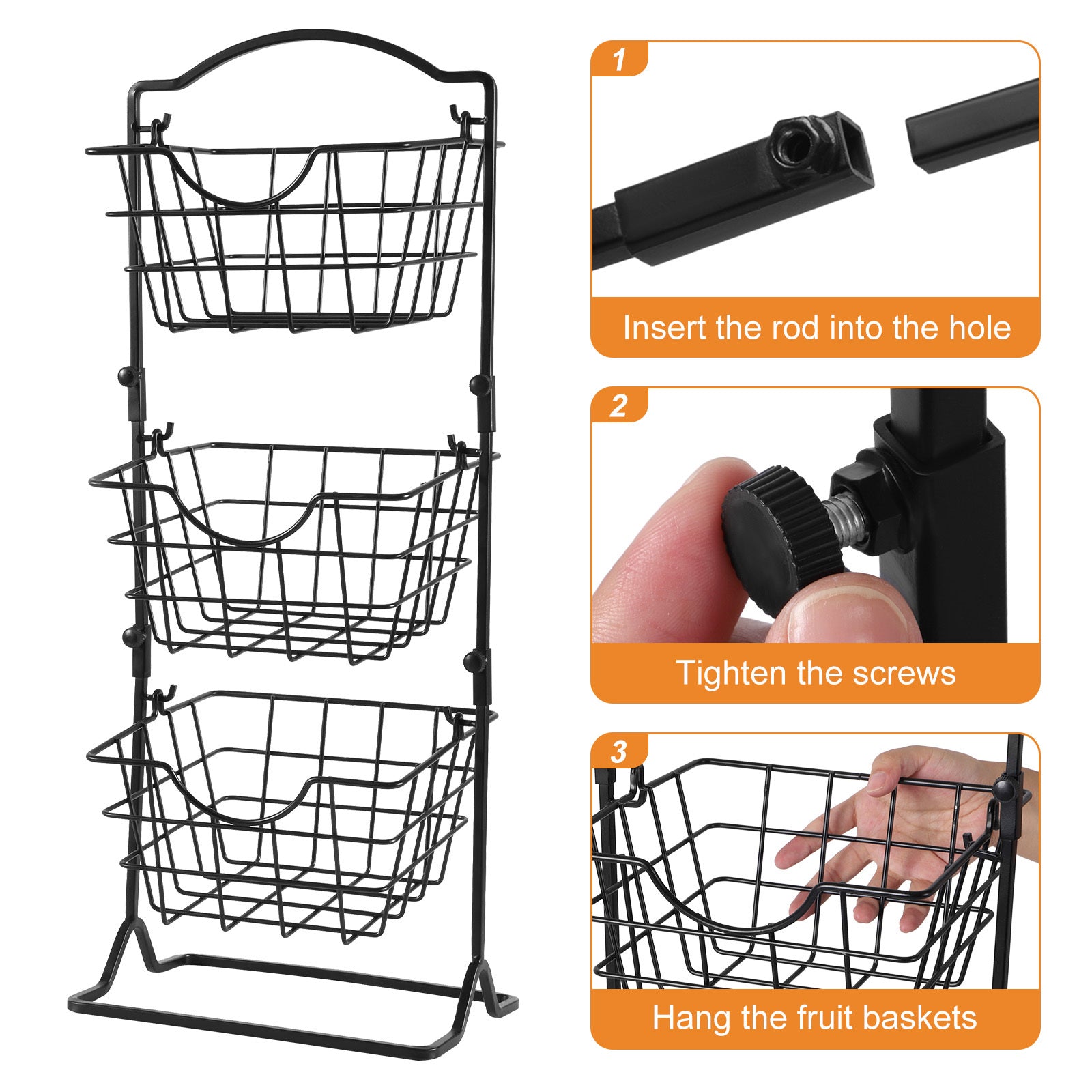 Multi-layer Wrought Iron Storage Shelf with Baskets