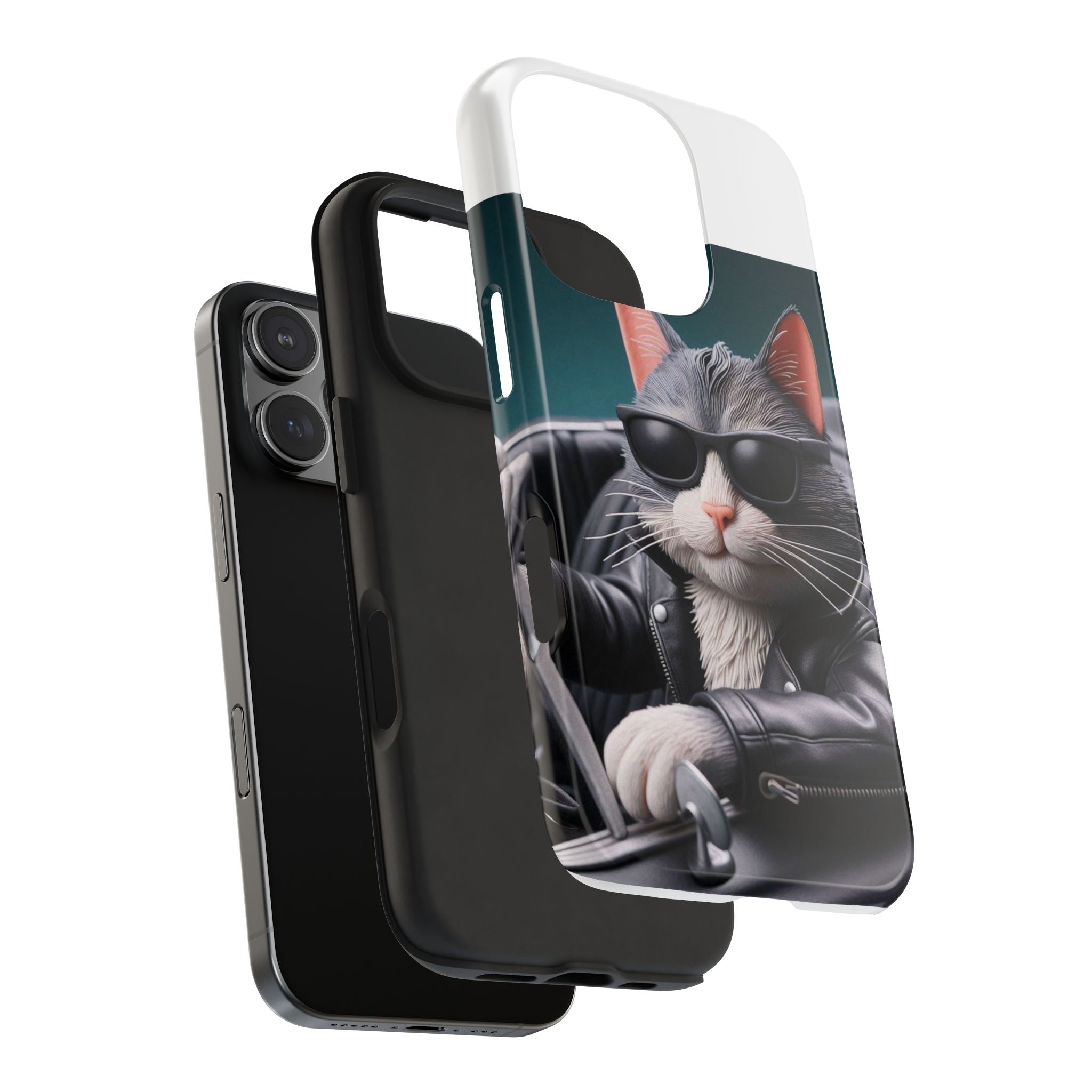 Cool Cat in Leather Jacket Driving Car Mobile Phone Case