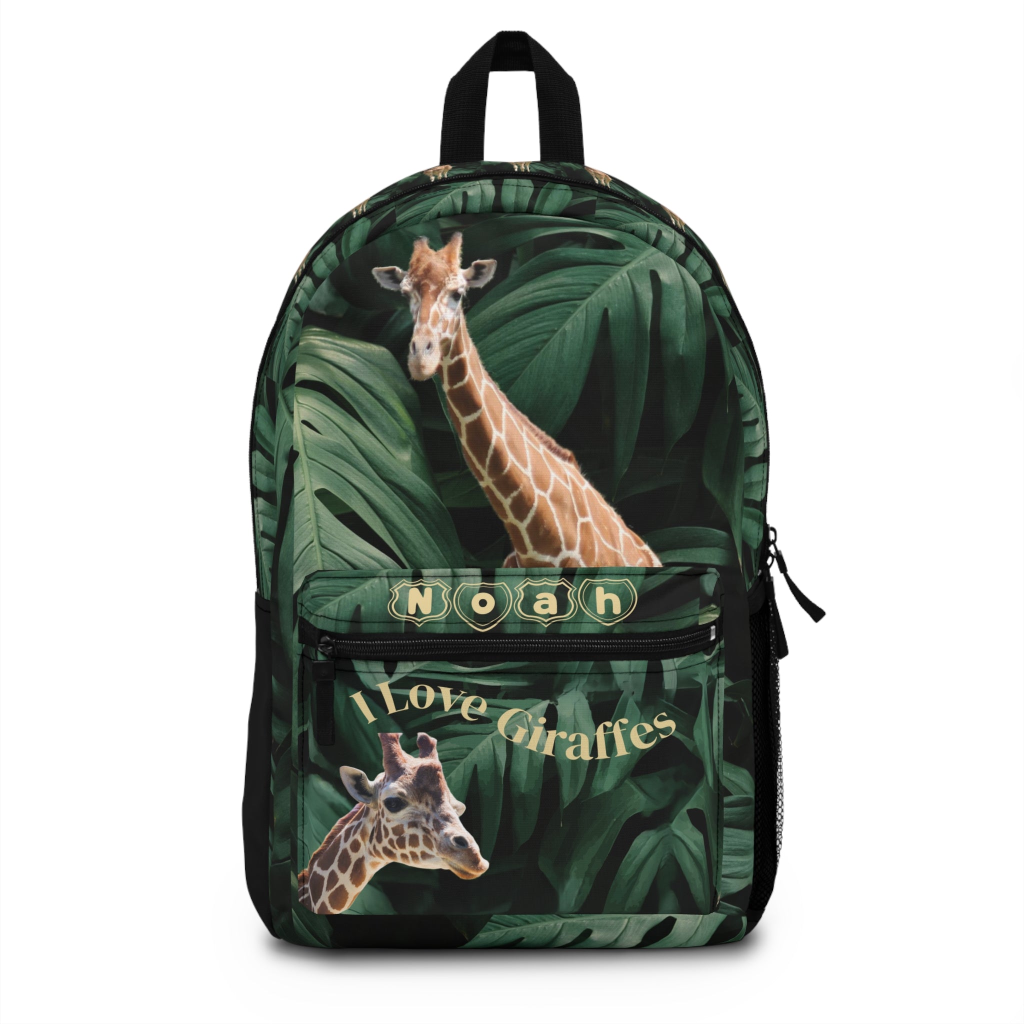 Giraffe Jungle Print Backpack | Personalized Name I Love Giraffes
