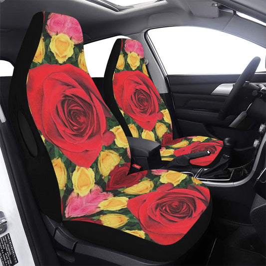 Red and Yellow Roses Airbag Compatible Car Seat Covers (Set of 2)