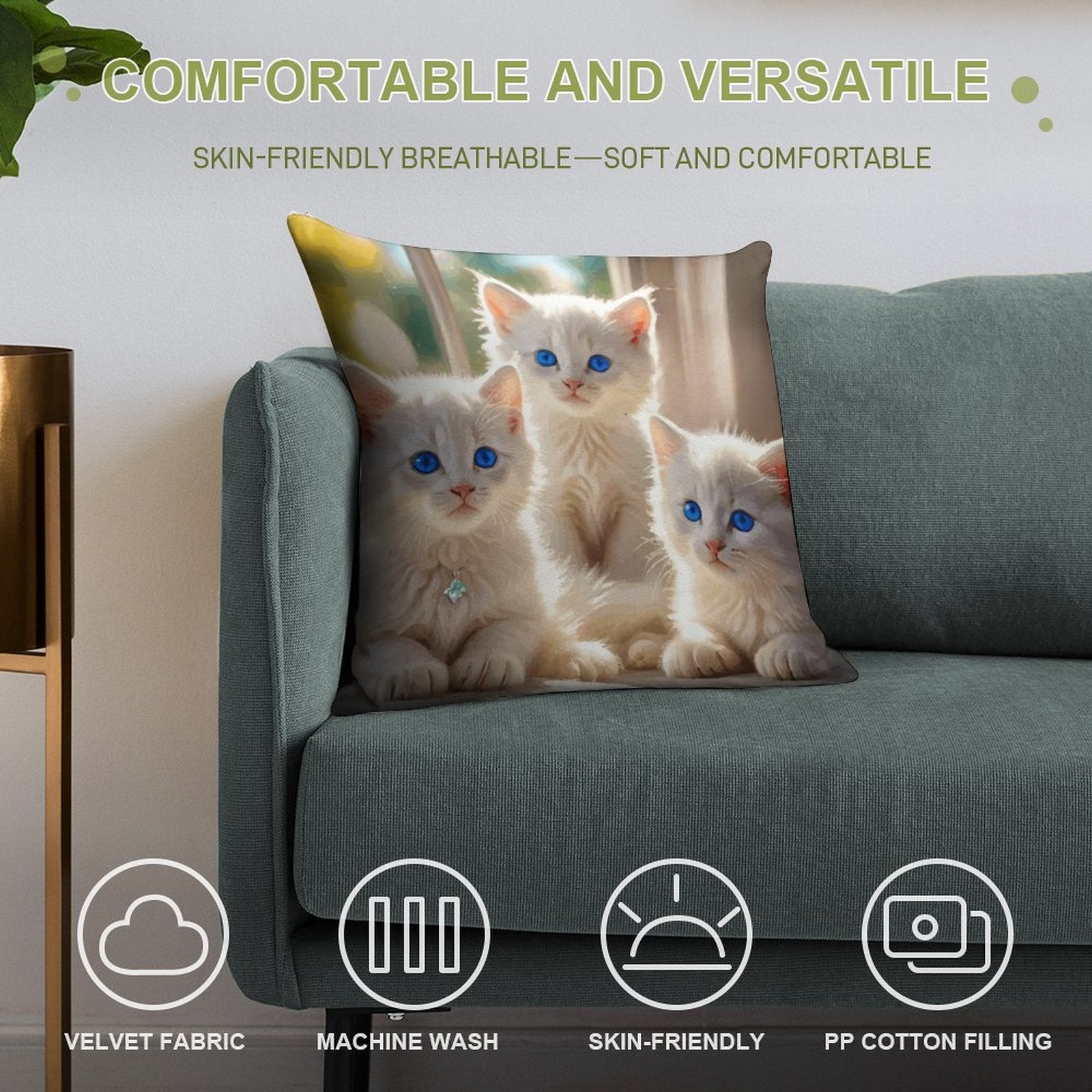 Fluffy White Kittens with Blue Eyes Ultra-Soft Pillowcases - 18