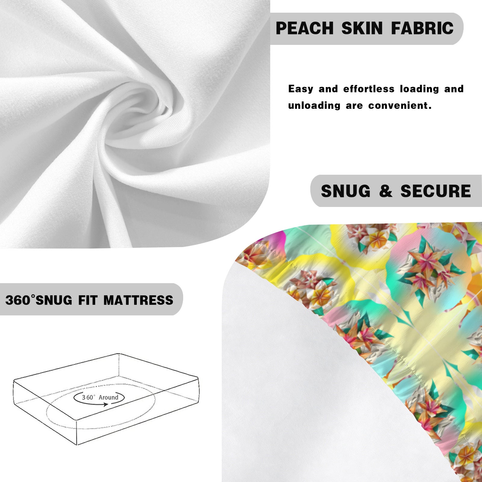 Circle Floral Pastel Pattern Double Bed Fitted Sheet 60